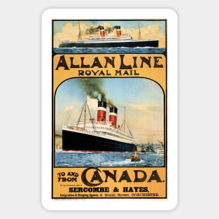 Allan Line Royal Mail To and From Canada Advertisement Vintage Steam Ship Sticker